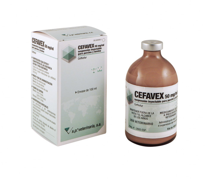 Cefavex 50 mg/ml, suspensión inyectable para Porcino y Bovino
